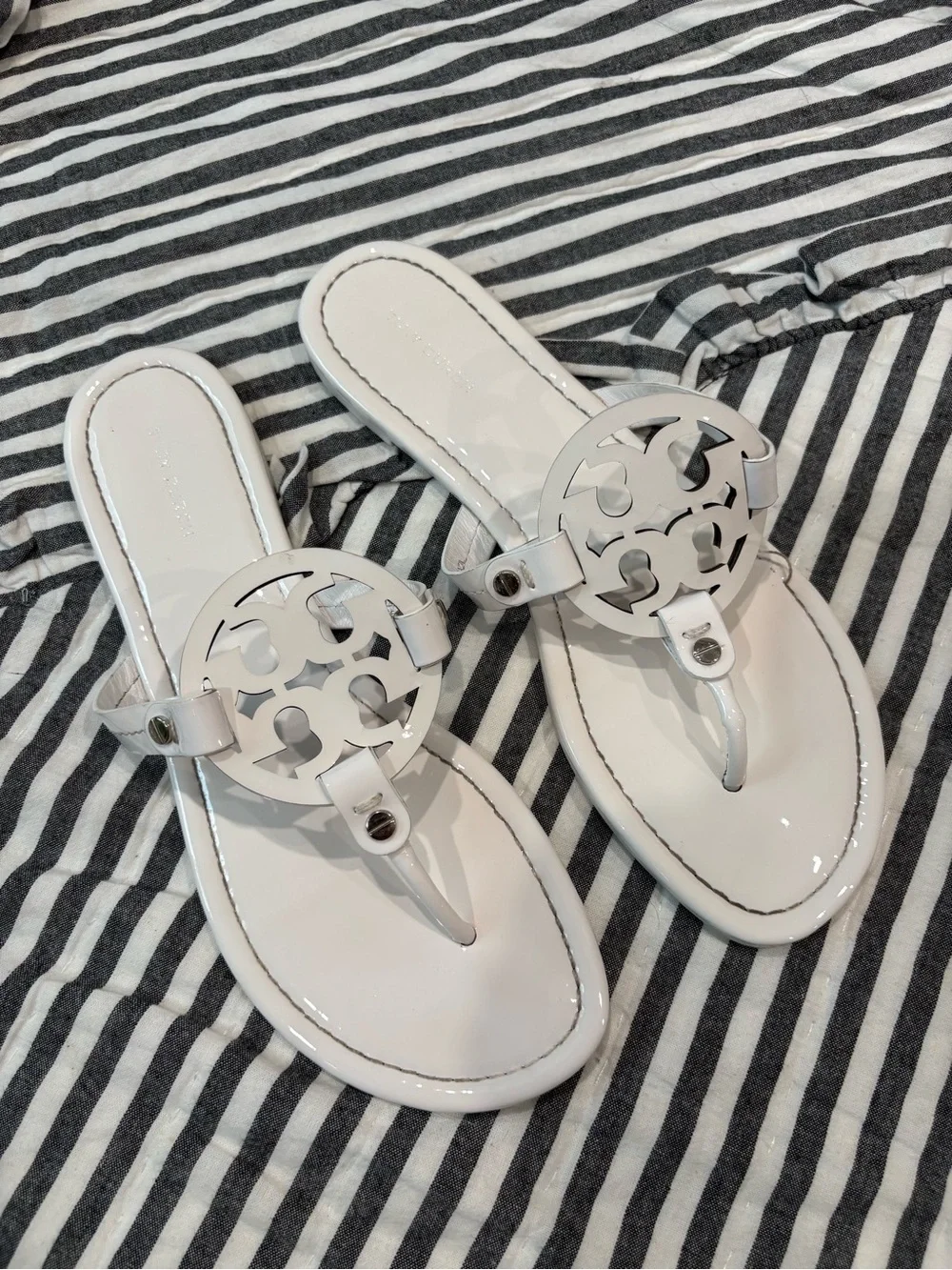 Tory Burch White Miller Thong Sandals 9